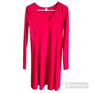 Old Navy Long Sleeve V-Neck‎ A-Line Knit Dress Womens Small Red Pullover …